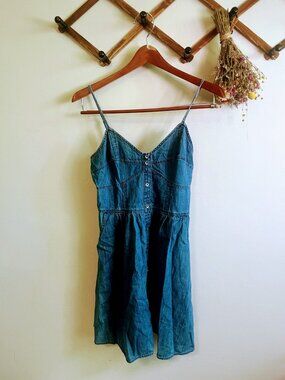 Express Womens Denim Button-Front Mini Dress Size S With Pockets
